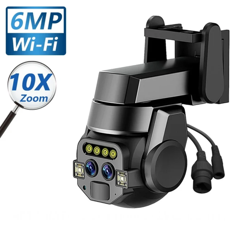 Cámara De Vigilancia Exterior Doble Lente Wifi 6MP Zoom 10x-1
