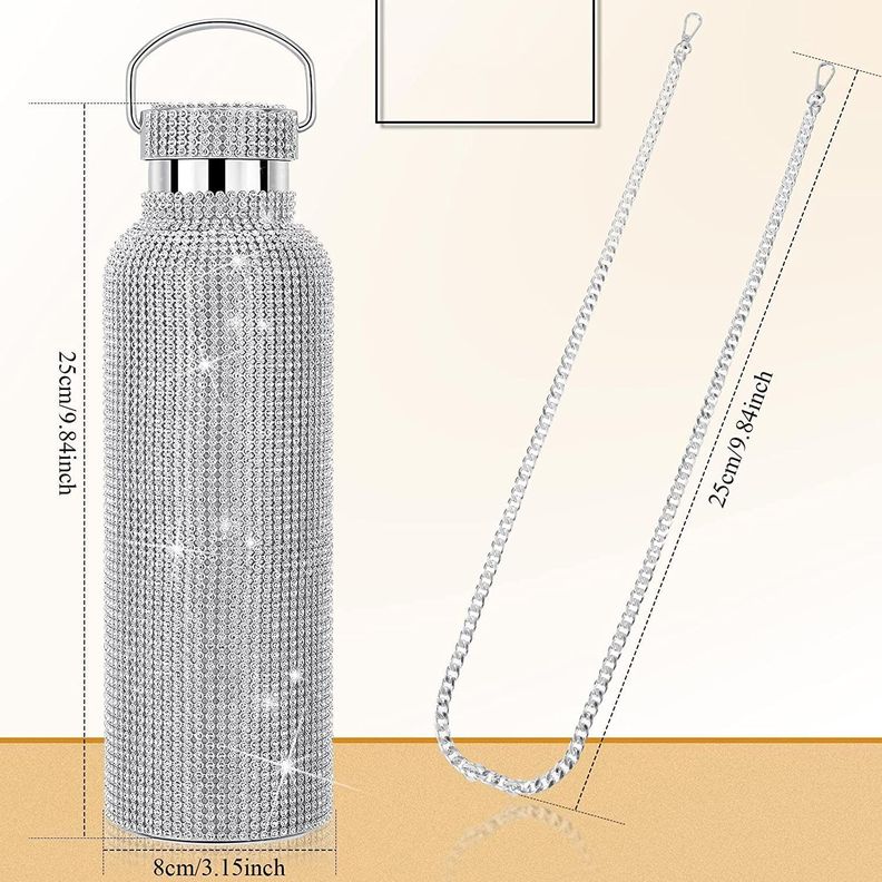 Termo Botella Diseño Diamantes 500ML Portatil Termica-1