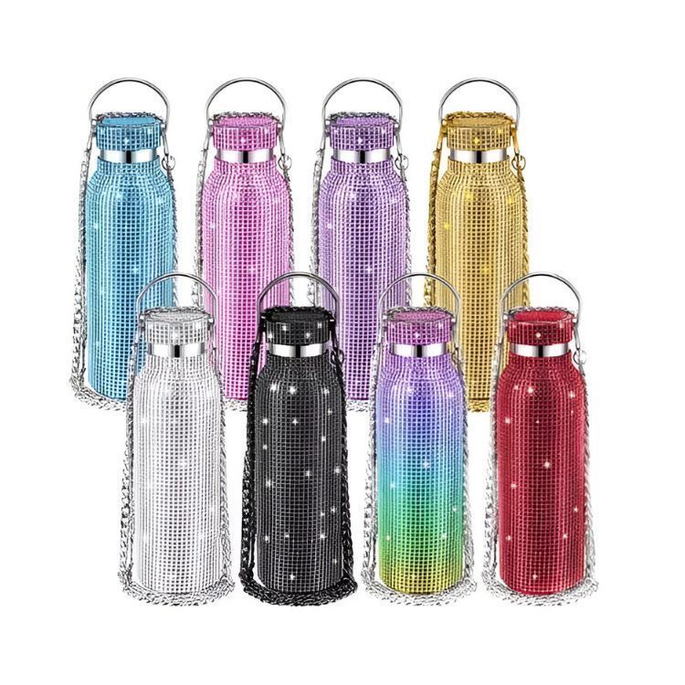Termo Botella Diseño Diamantes 500ML Portatil Termica-2