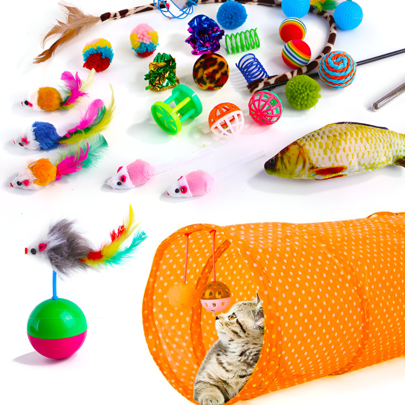  Pack 22 Juguetes Para Gato Interactivo Con Accesorios-0