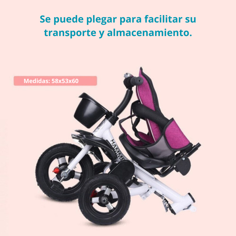 Triciclo Multifuncional Plegable 360° Con Sombrilla-3