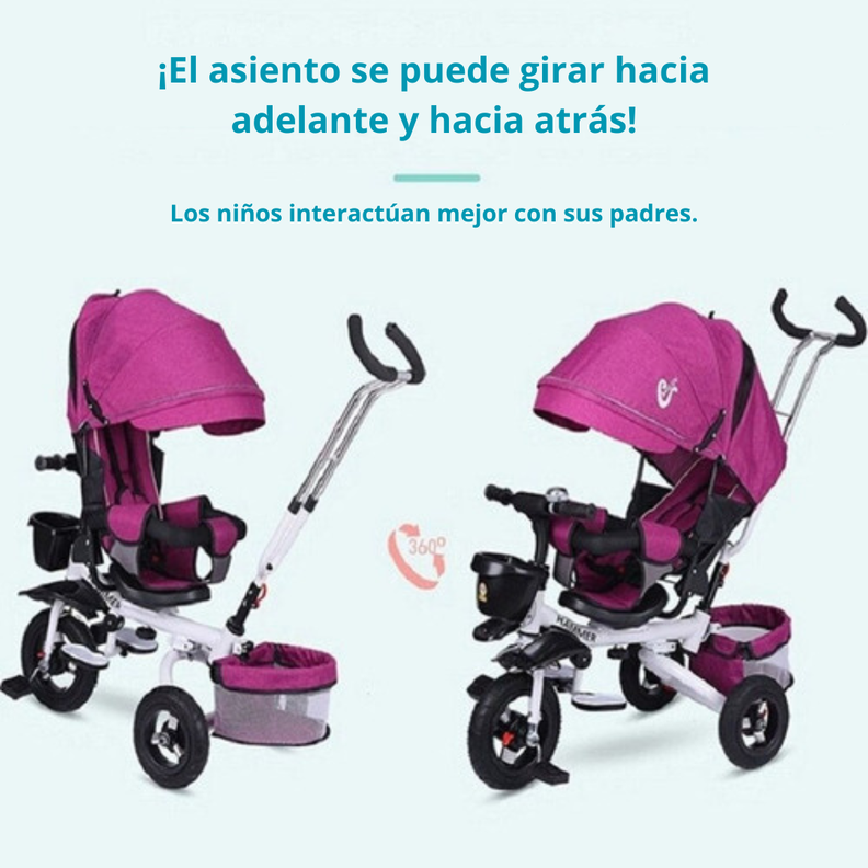 Triciclo Multifuncional Plegable 360° Con Sombrilla-4