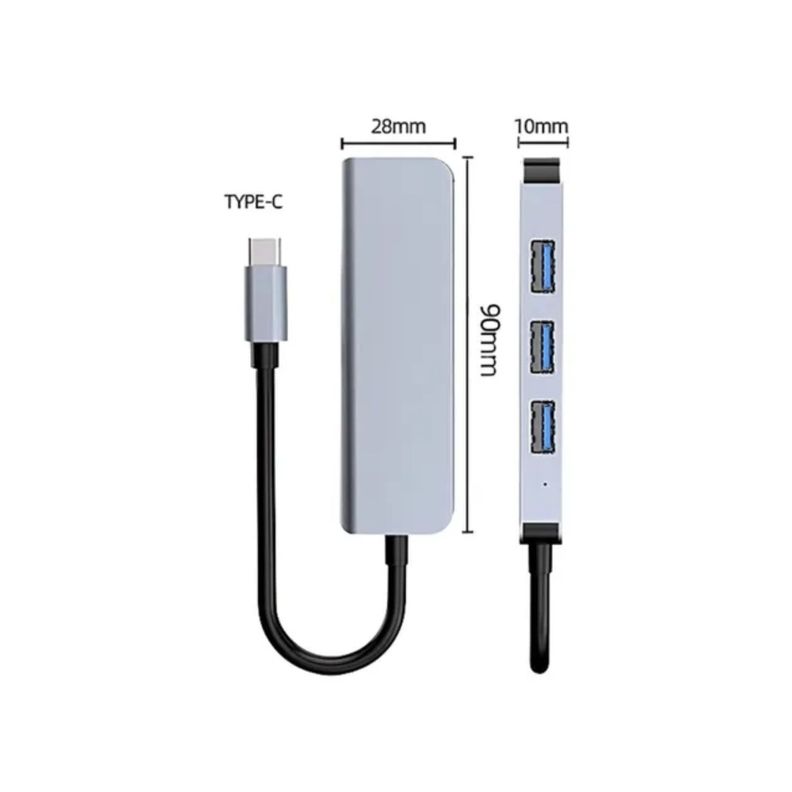 Expansión Adaptador Cable Tipo C Cargador Usb 4 Puertos-5