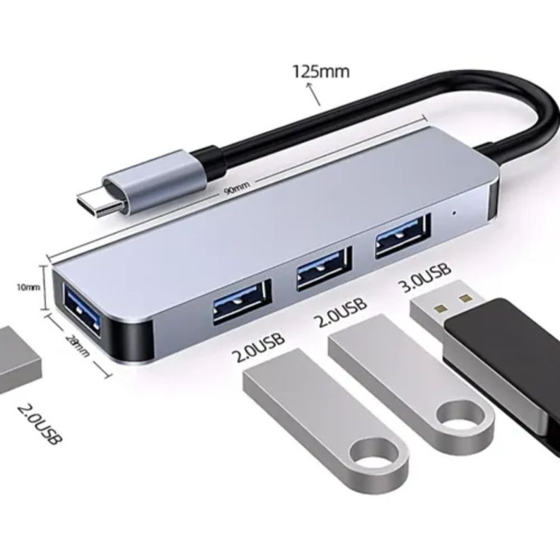 Expansión Adaptador Cable Tipo C Cargador Usb 4 Puertos-6