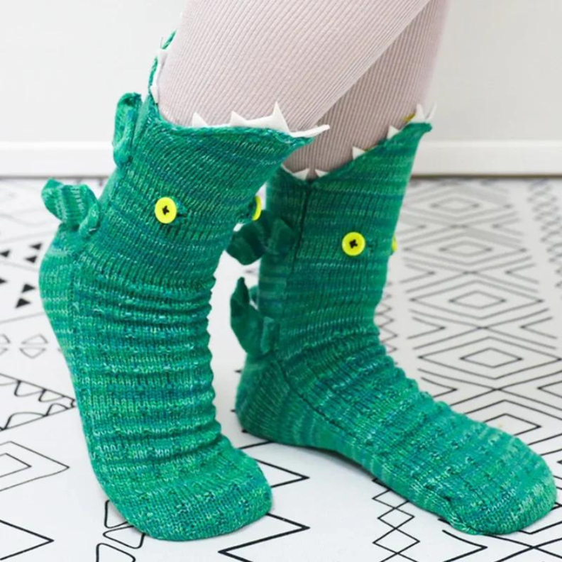 Calcetines Con Diseño Verdes Medias Largas Talla Única-1