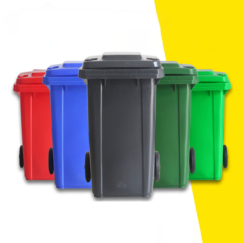 Contenedor Cubo Basurero Grande Con Tapa y Ruedas 120L-3