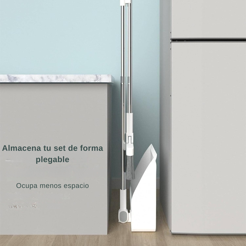 Set Escoba y Pala Con Dientes Plegable Gira 180 Grados-2