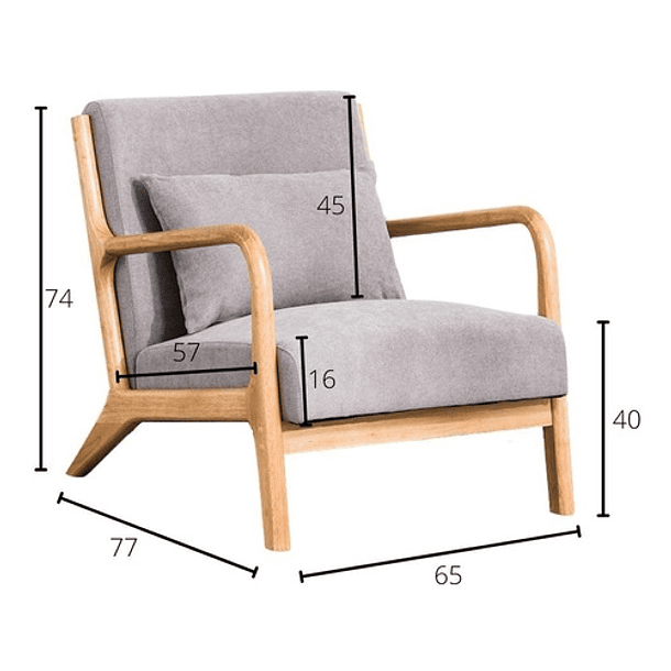 Sitial Poltrona Silla Beige Con Almohada Cojín-4