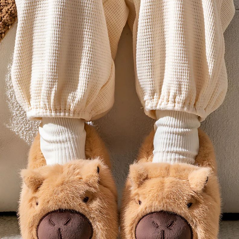 Pantuflas De Felpa Suave Capibara Kawaii Antideslizantes-2