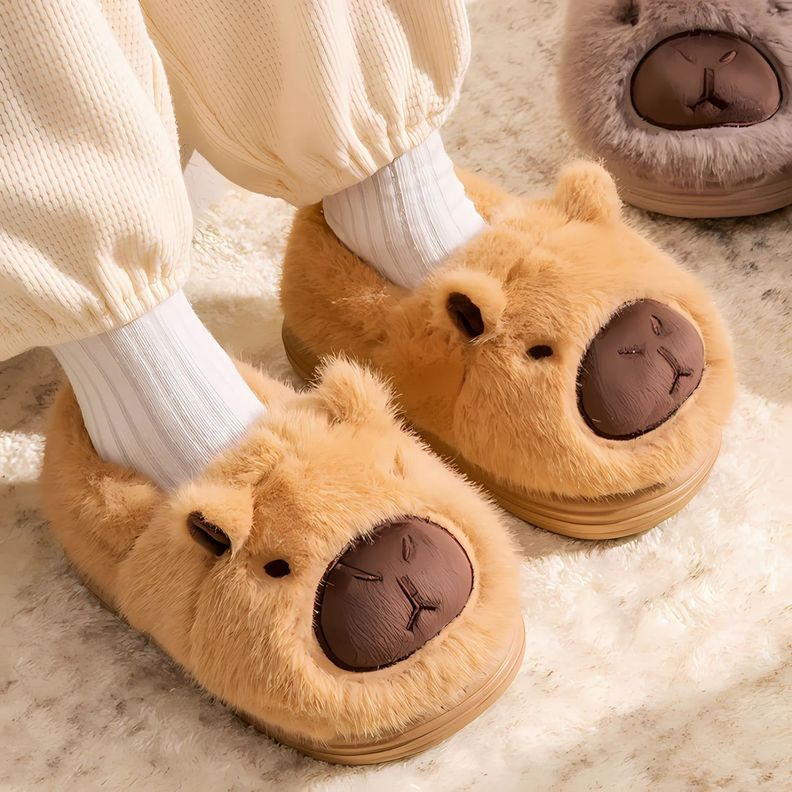 Pantuflas De Felpa Suave Capibara Kawaii Antideslizantes-4
