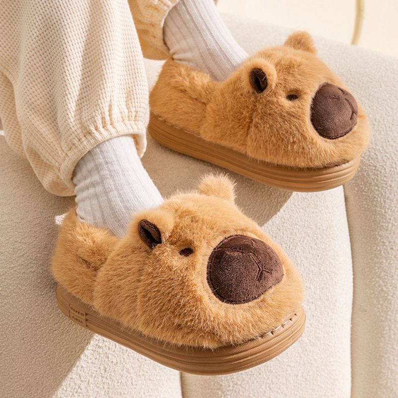 Pantuflas De Felpa Suave Capibara Kawaii Antideslizantes-5