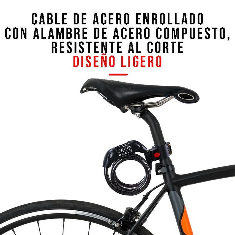 Candado Bicicleta Clave Seguridad de Bloqueo Antirrobo 120cm-3