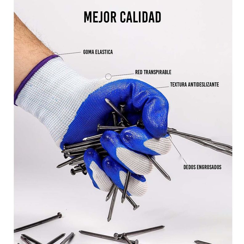Pack x12 Guantes de Goma Antideslizantes Jardin Limpieza y mas-3