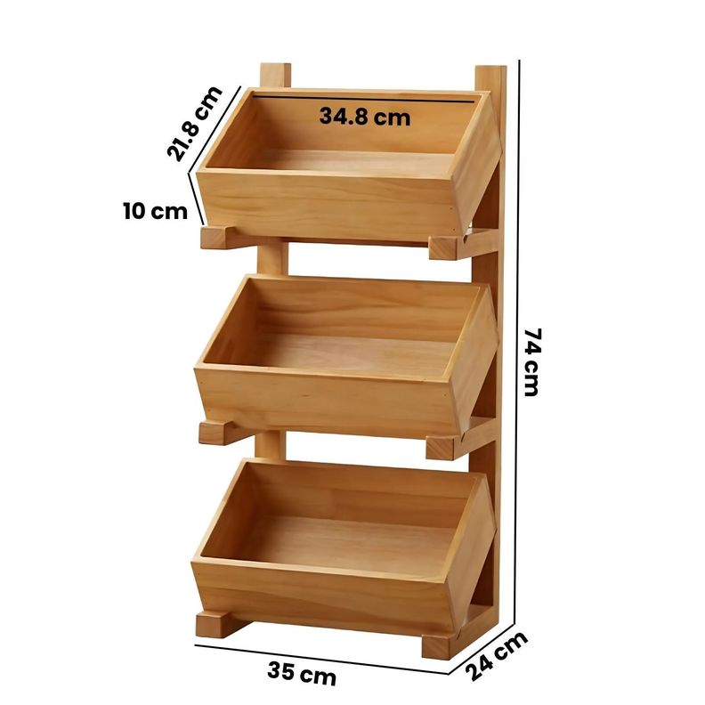 Estante De Madera Maciza 3 Niveles Cocina Exhibicion-1