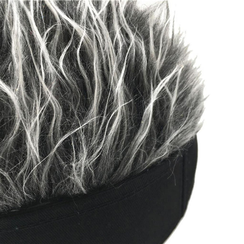 Gorra con Peluca De Pelo Falso Gris Temático-1