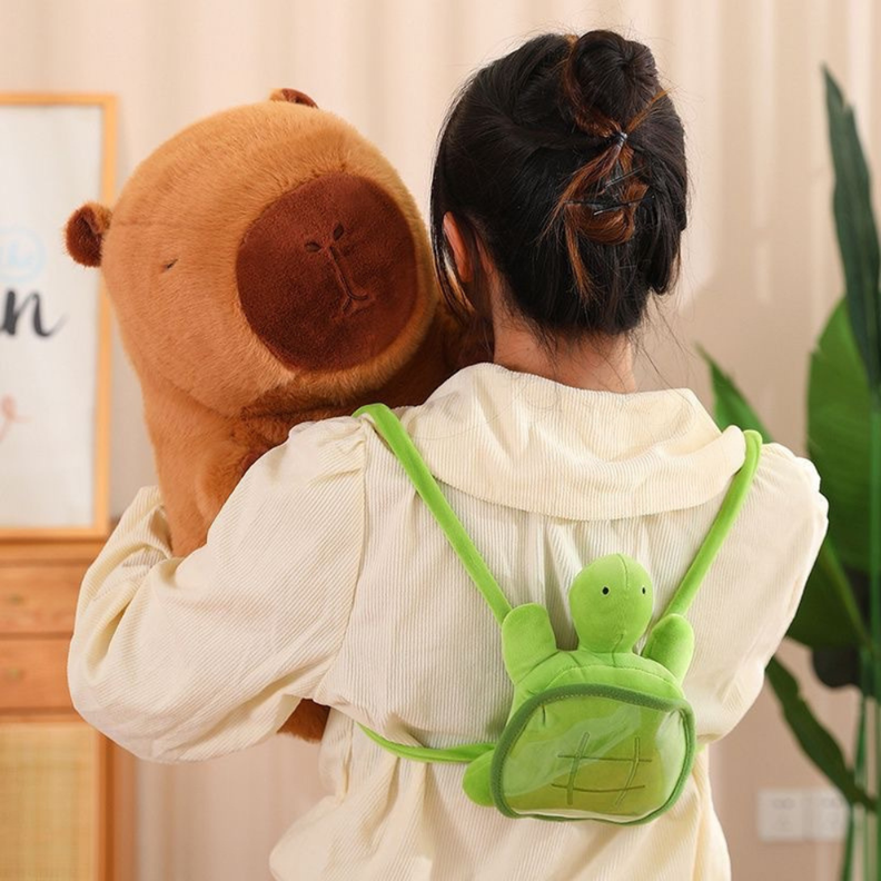 Peluche De Capibara Kawaii Carpincho Mochila Tortuga 40cm-1