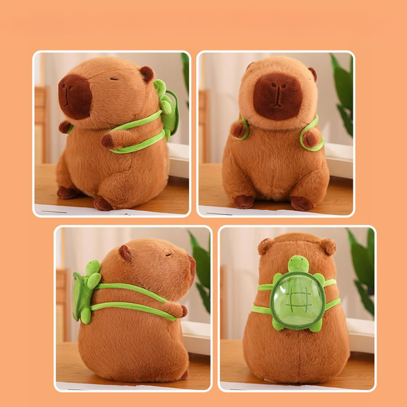 Peluche De Capibara Kawaii Carpincho Mochila Tortuga 40cm-4