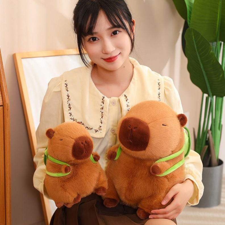 Peluche De Capibara Kawaii Carpincho Mochila Tortuga 40cm-5