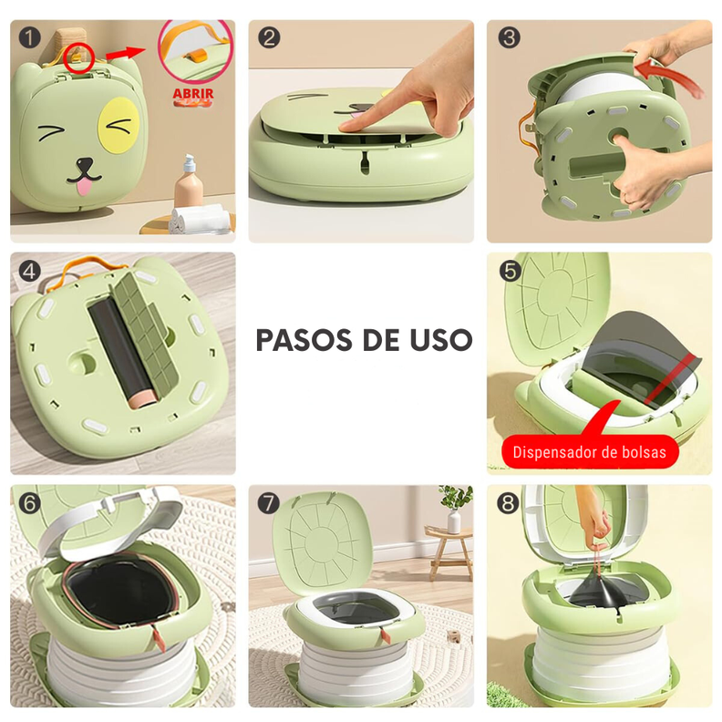 Pelela Bebé Bacinica Para Niños Plegable Baño Portátil-3