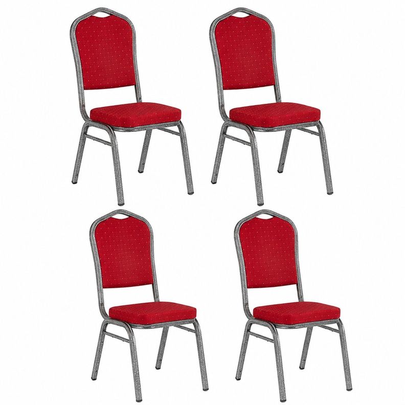 Pack 4 Silla Tapizada Eventos Fiestas Conferencias Comedor Rojo
