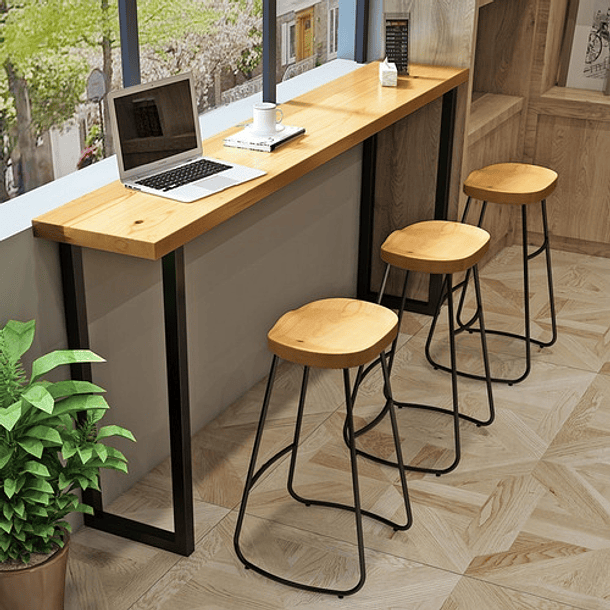 Silla De Bar 65 Cm Taburete Barra Asiento Madera Mostrador-3