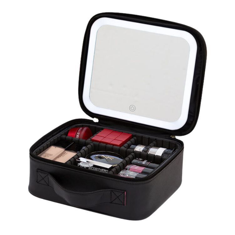 Cosmetiquero Con Espejo Luz Led Compartimientos-0