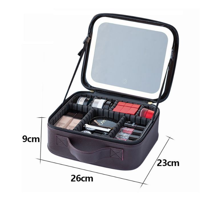 Cosmetiquero Con Espejo Luz Led Compartimientos-1