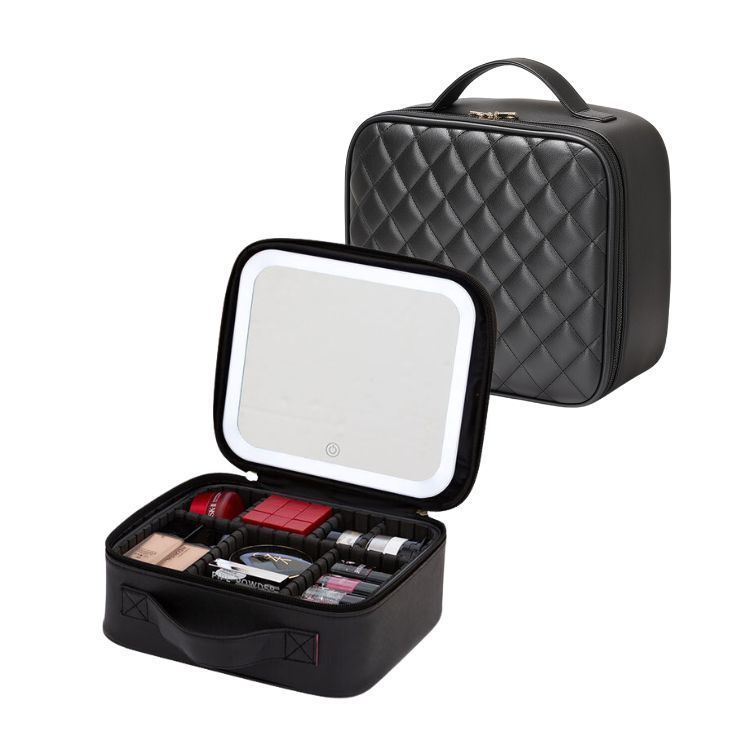 Cosmetiquero Con Espejo Luz Led Compartimientos-3