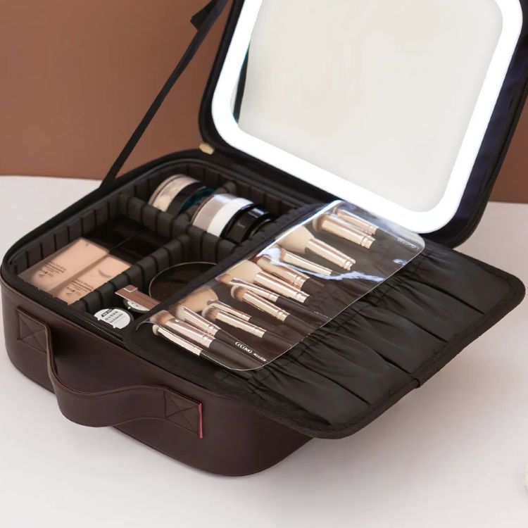 Cosmetiquero Con Espejo Luz Led Compartimientos-5