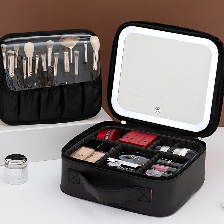 Cosmetiquero Con Espejo Luz Led Compartimientos-6
