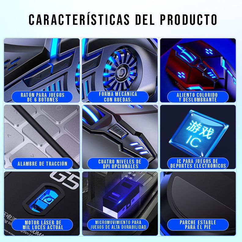 Mouse Gamer Raton 6D Ergonómico USB Optico Para Juegos-2