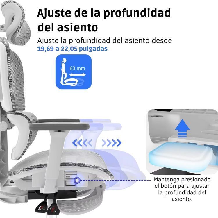 Silla Oficina Élite Ergonómica Soporte Lumbar Cervical Ajustable-5