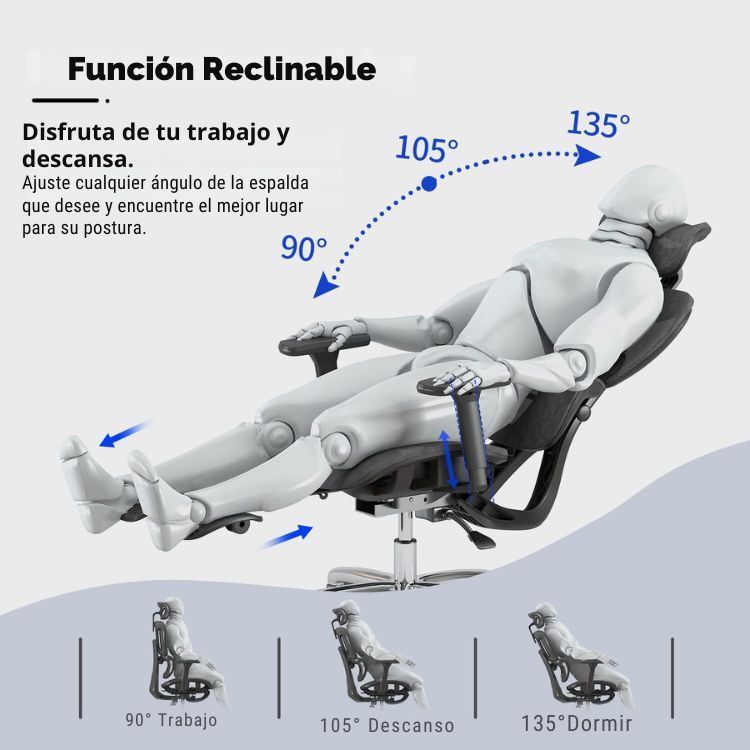 Silla Oficina Élite Ergonómica Soporte Lumbar Cervical Ajustable-7