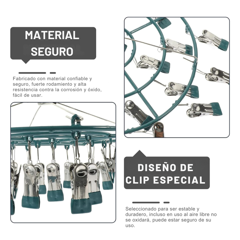 Mini Tendedero Para Secar Calcetines Ropa Interior 24 Clips-1