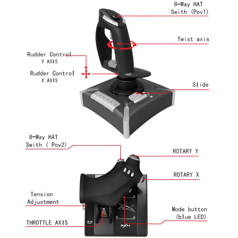 Joystick Para Simulador De Vuelo Mando Pxn-2119 Pc/xbox/ps4-3