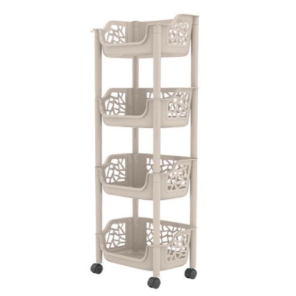 Cesta De Almacenamiento 4 Niveles Estante Cocina Con Ruedas-0