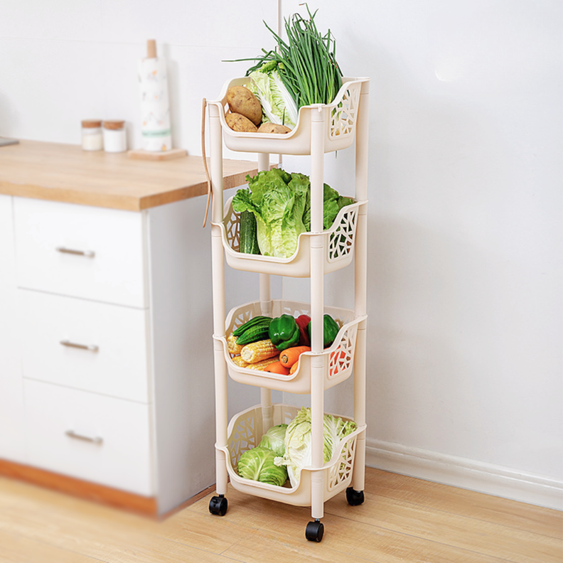 Cesta De Almacenamiento 4 Niveles Estante Cocina Con Ruedas-1
