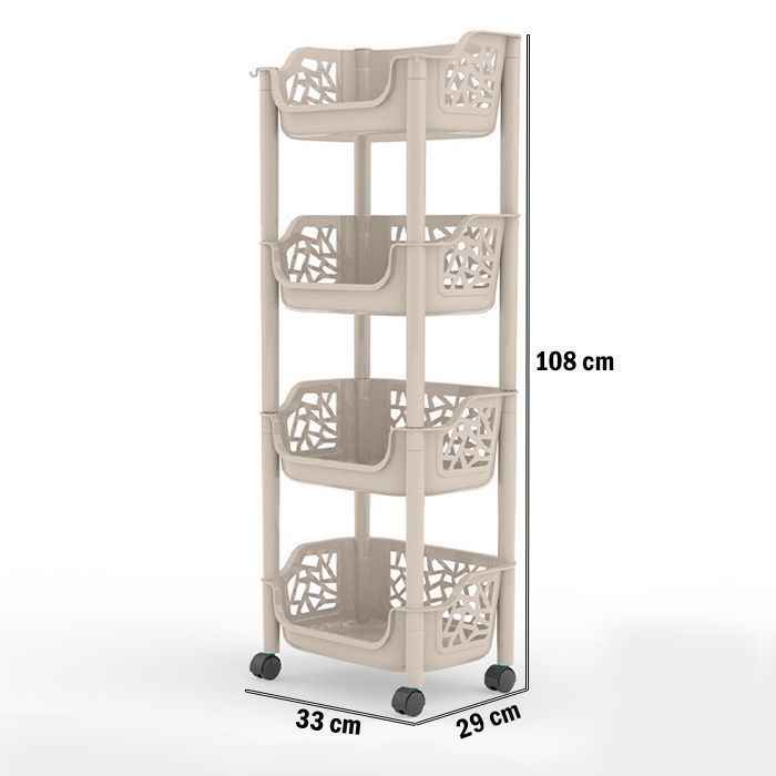 Cesta De Almacenamiento 4 Niveles Estante Cocina Con Ruedas-3