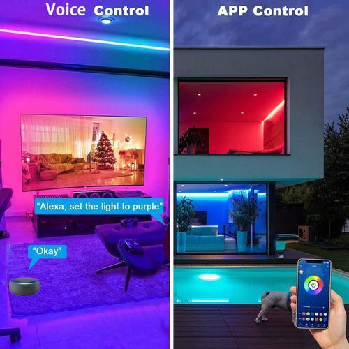 Kit de Luces de tira RGB Flexible, Bluetooth, voz-3