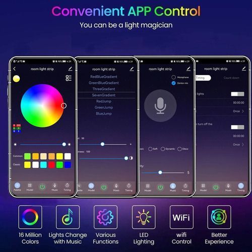 Kit de Luces de tira RGB Flexible, Bluetooth, voz-4
