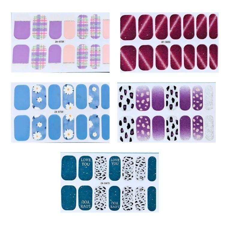 Set 10 Láminas Gel Esmalte Uñas Manicure Pintura Variados-3