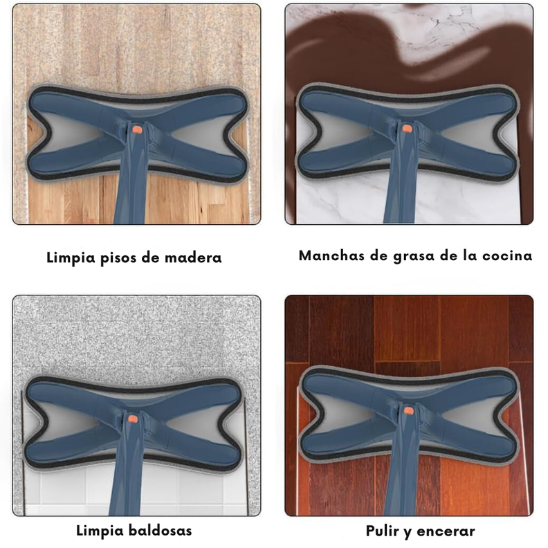 Mopa Trapeador Tipo X Con Escurridor 6 Repuesto Multiusos-3