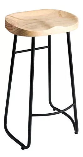 Silla De Bar Metalica 75 Cm Asiento Madera Blanco