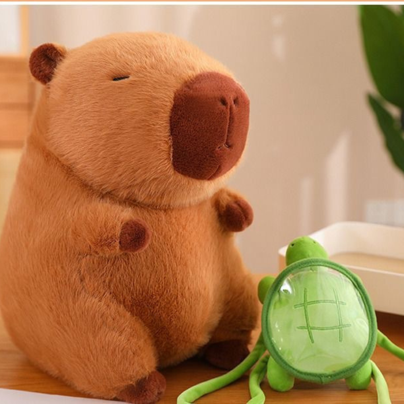 Peluche De Capibara Kawaii Carpincho Mochila Tortuga 30CM-2