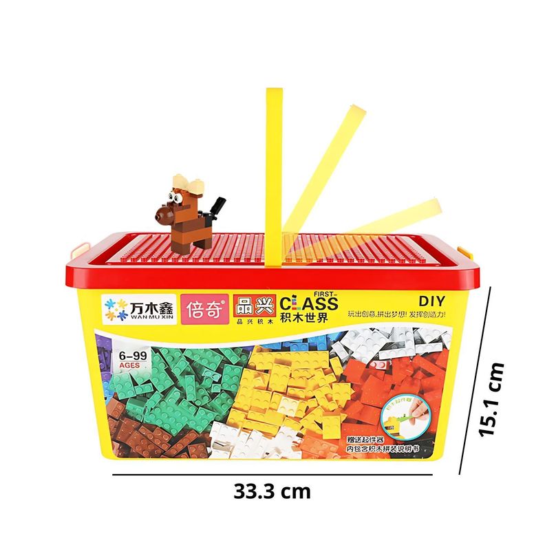 Set Juego 600 Bloques De Construcción Con Base De Ensamble-1