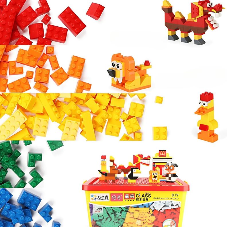 Set Juego 600 Bloques De Construcción Con Base De Ensamble-2