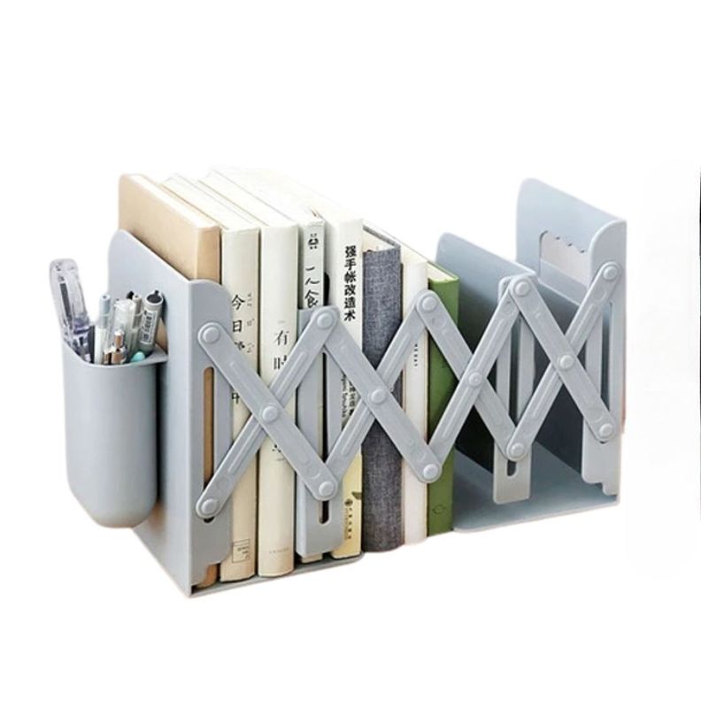 Organizador Soporte Libros Ajustable Con Portalapice Gris