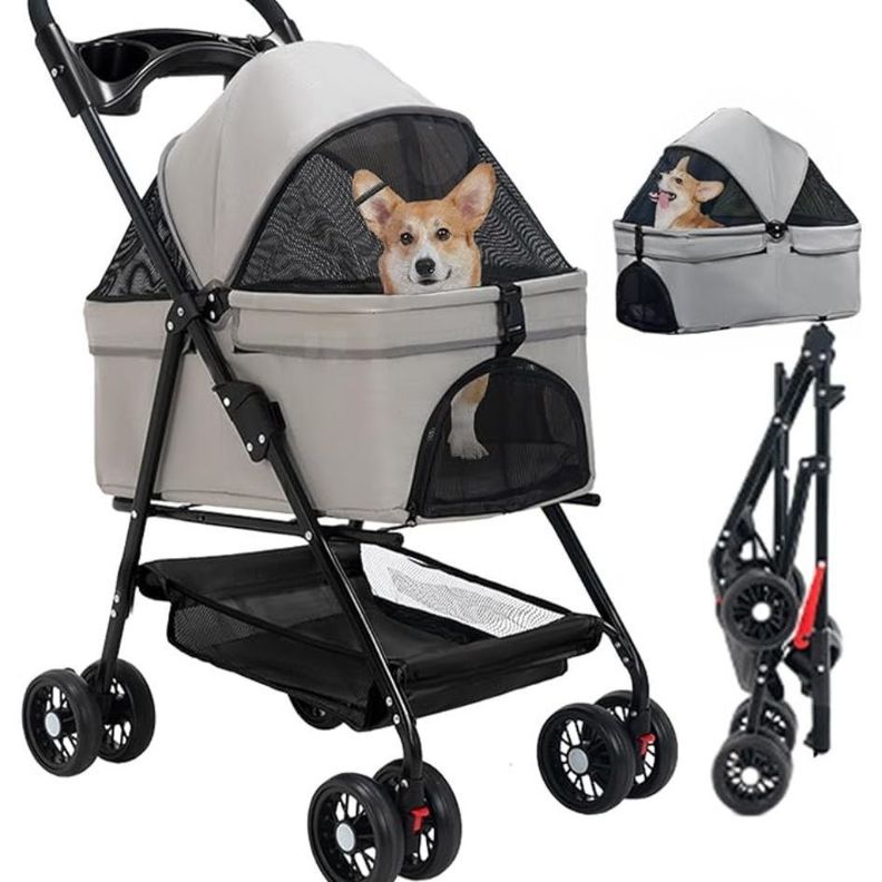 Coche Para Mascotas Raza Pequeña Plegable 20kg-0