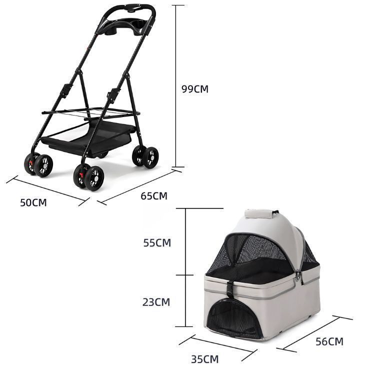 Coche Para Mascotas Raza Pequeña Plegable 20kg-6