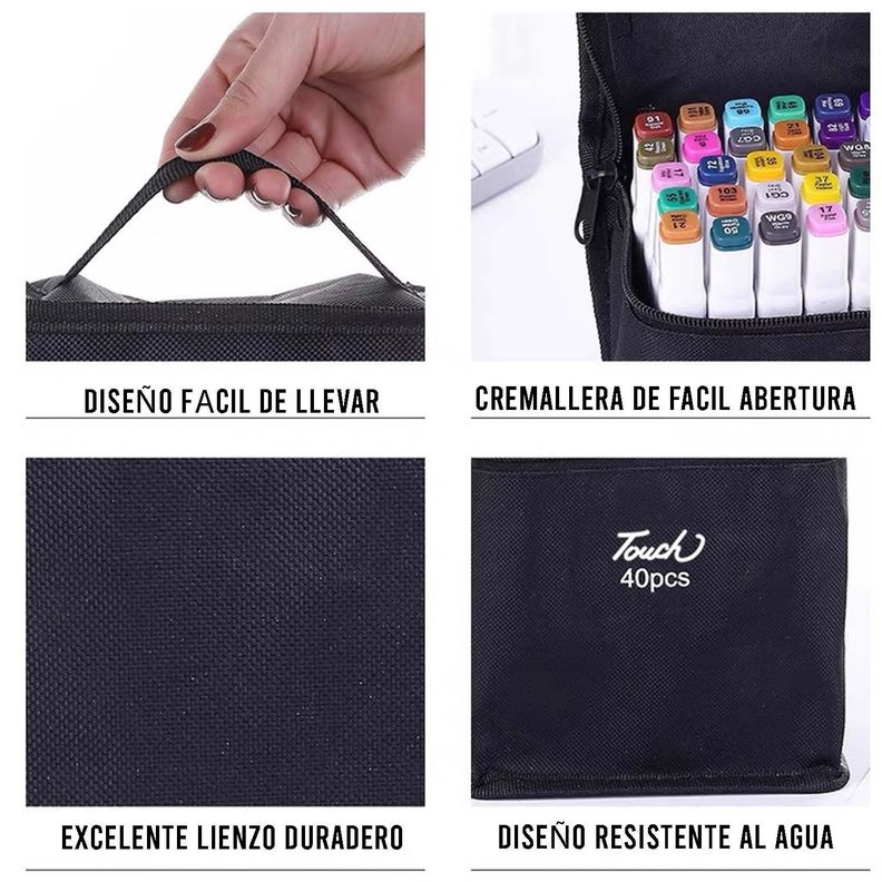 Marcador Doble Punta Tipo Touchfive x80 con Bolso-3